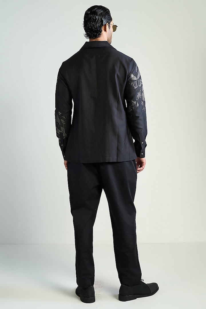 Black Cotton Silk Wedding Shirt by Antar Agni Men at Pernia's Pop Up Shop