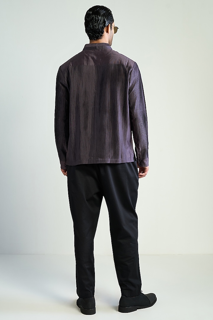 Purple Cotton Silk Wedding Shirt by Antar Agni Men at Pernia's Pop Up Shop