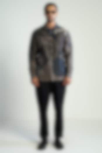 Grey Cotton Silk Wedding Shirt by Antar Agni Men at Pernia's Pop Up Shop