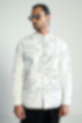 White Poplin Embroidered Wedding Shirt by Antar Agni Men at Pernia's Pop Up Shop