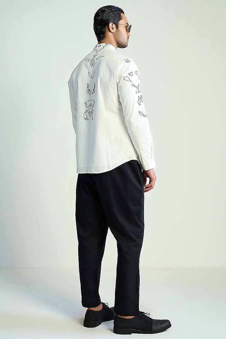 White Poplin Embroidered Wedding Shirt by Antar Agni Men at Pernia's Pop Up Shop