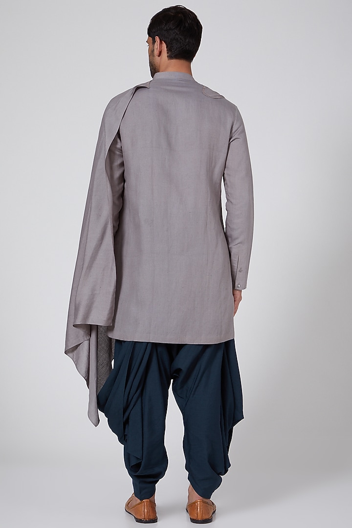 Grey Draped Short Kurta by Antar Agni Men at Pernia's Pop Up Shop
