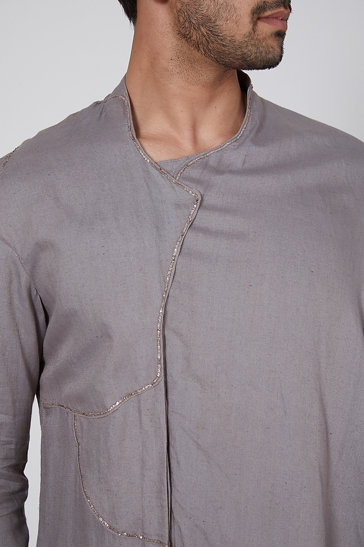 Grey Draped Short Kurta by Antar Agni Men at Pernia's Pop Up Shop