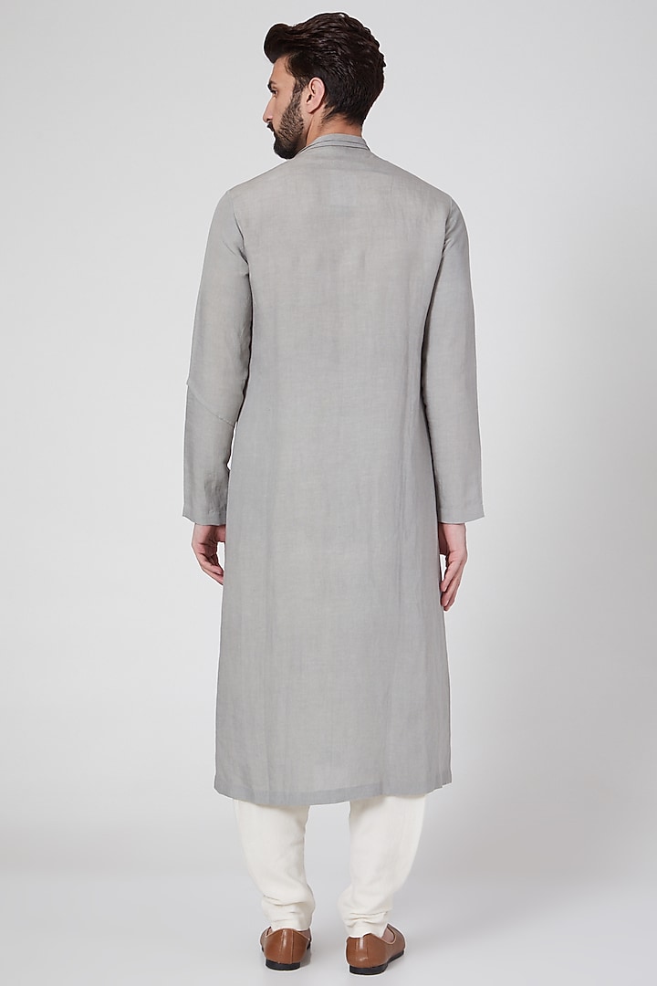 Grey Long Draped Kurta by Antar Agni Men at Pernia's Pop Up Shop