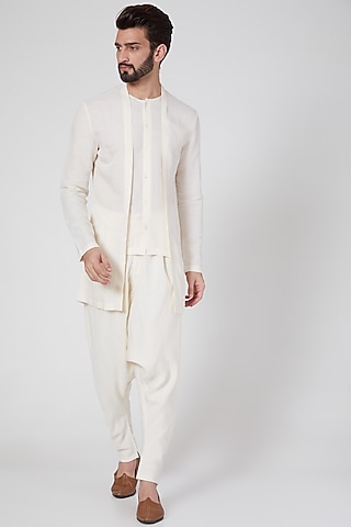 Ivory Drop Crotch Pants by Antar Agni Men