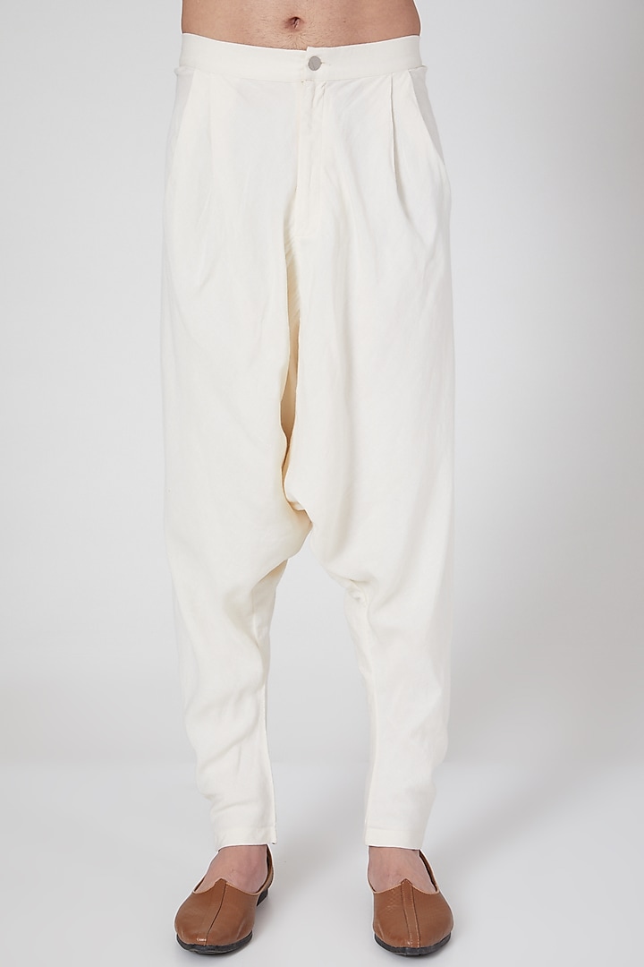 Ivory Drop Crotch Pants by Antar Agni Men at Pernia's Pop Up Shop
