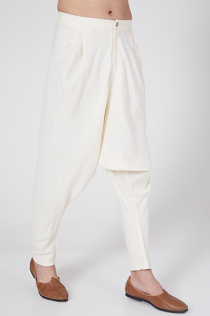 Ivory Drop Crotch Pants by Antar Agni Men at Pernia's Pop Up Shop