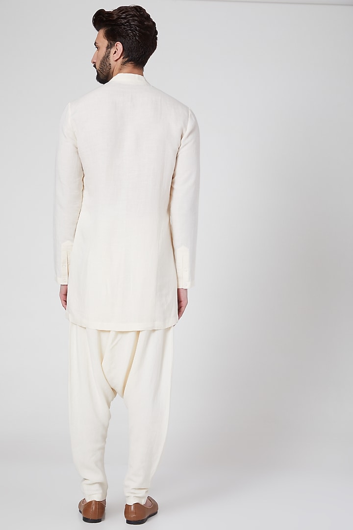 Ivory Double Cut Wedding Shirt by Antar Agni Men at Pernia's Pop Up Shop