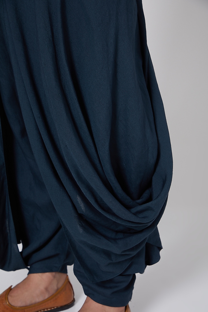 Grey Linen Blend Draped Salwar Pants by Antar Agni Men at Pernia's Pop Up Shop