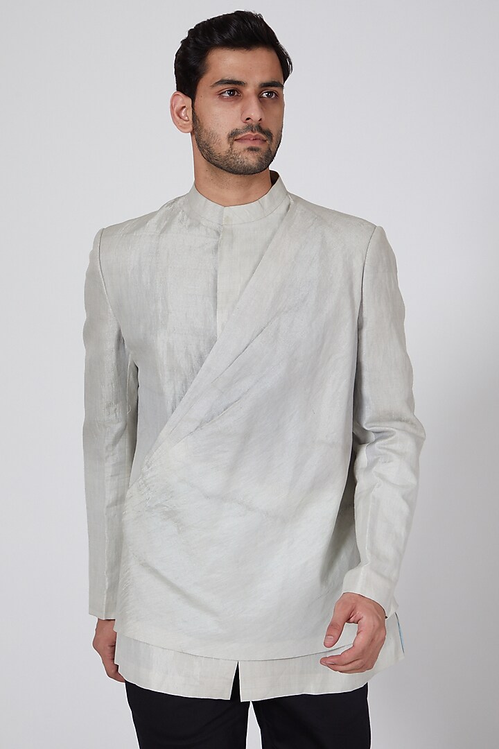 Grey Ombre Overlay Jacket by Antar Agni Men at Pernia's Pop Up Shop