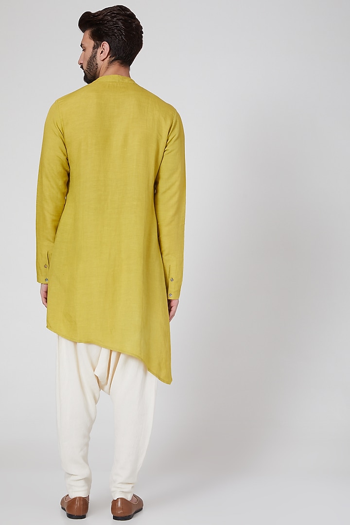 Yellow Long Wedding Shirt by Antar Agni Men at Pernia's Pop Up Shop