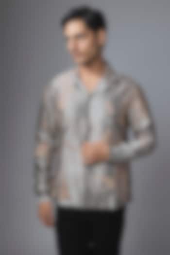 Gold Tissue Wedding Shirt by Antar Agni Men at Pernia's Pop Up Shop