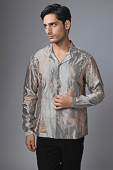 Gold Tissue Shirt by Antar Agni Men-POPULAR PRODUCTS AT STORE