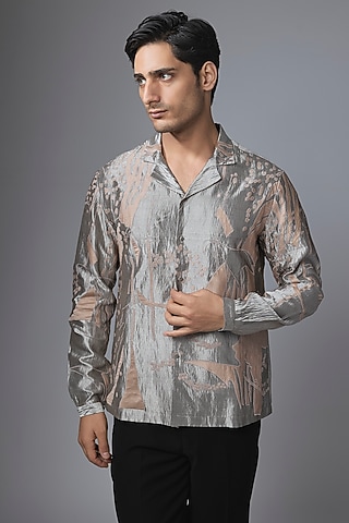 Gold Tissue Shirt by Antar Agni Men