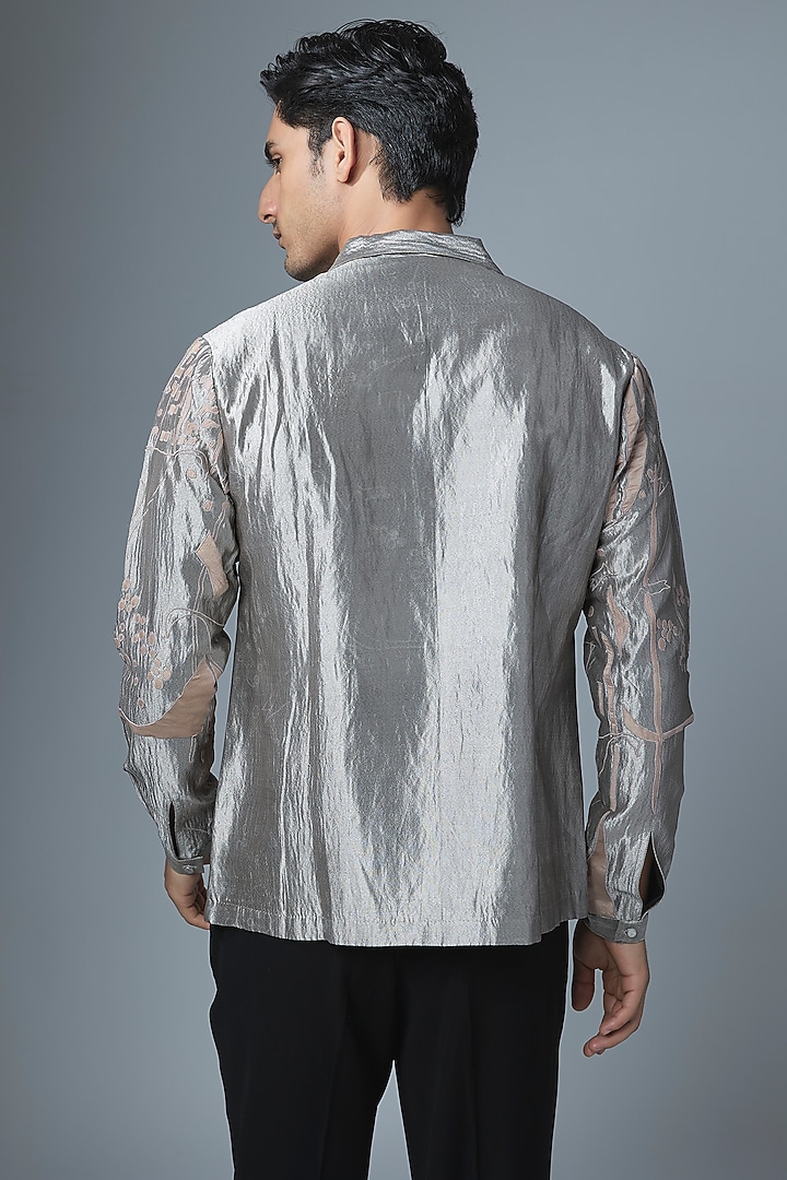 Gold Tissue Wedding Shirt by Antar Agni Men at Pernia's Pop Up Shop
