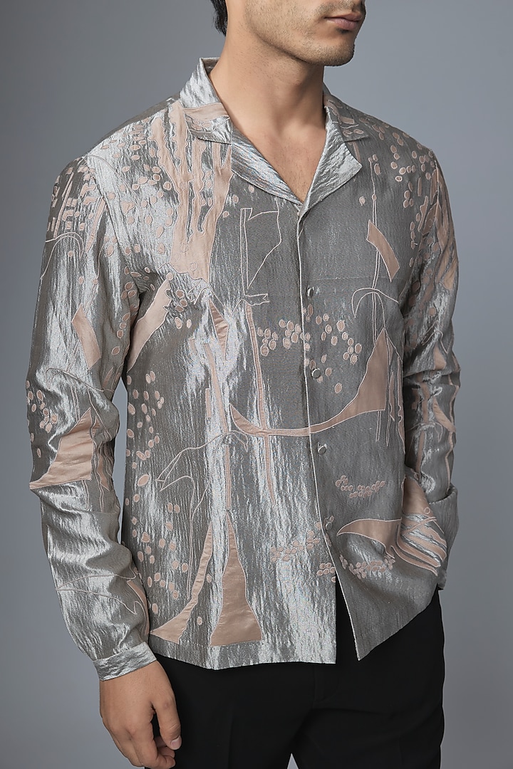 Gold Tissue Wedding Shirt by Antar Agni Men at Pernia's Pop Up Shop