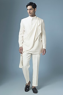 Ivory Silk Blend Bandhgala by Antar Agni Men-POPULAR PRODUCTS AT STORE