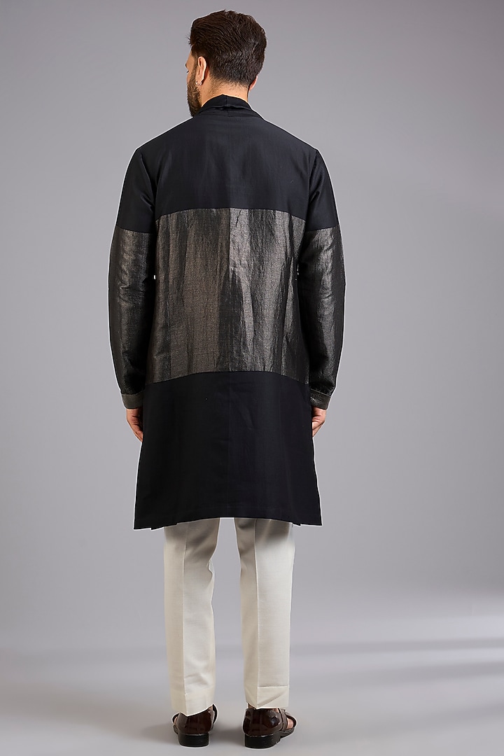 Black Silk Kurta by Antar Agni Men at Pernia's Pop Up Shop
