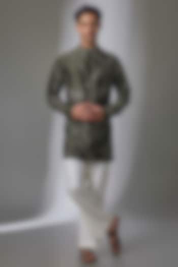 Forest Green Cotton Silk Kurta by Antar Agni Men at Pernia's Pop Up Shop