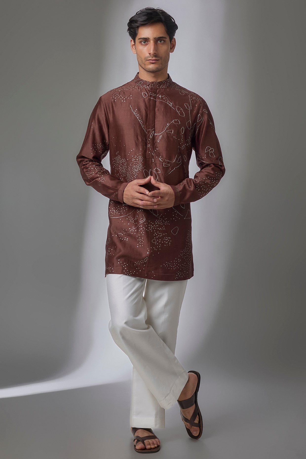 Antar Agni Red Cotton Silk Kurta
