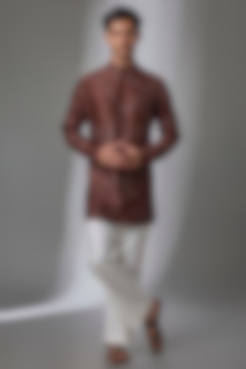 Red Cotton Silk Kurta by Antar Agni Men at Pernia's Pop Up Shop