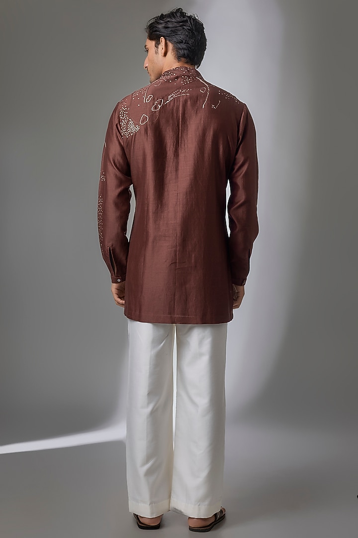 Red Cotton Silk Kurta by Antar Agni Men at Pernia's Pop Up Shop