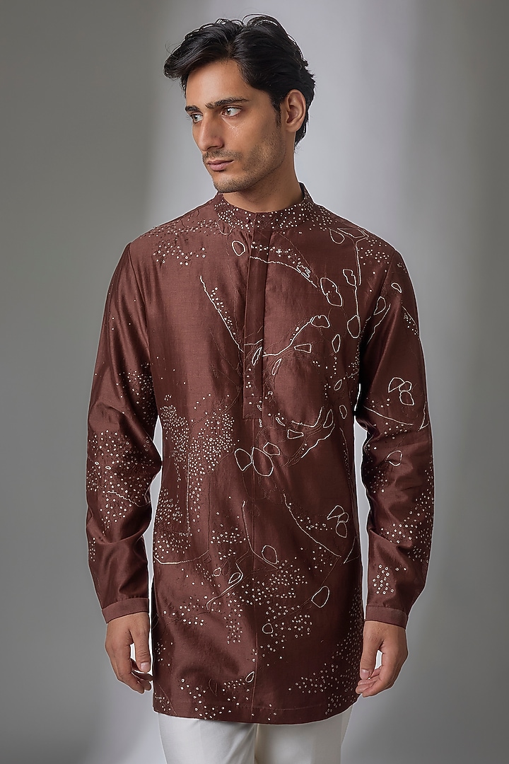 Red Cotton Silk Kurta by Antar Agni Men at Pernia's Pop Up Shop
