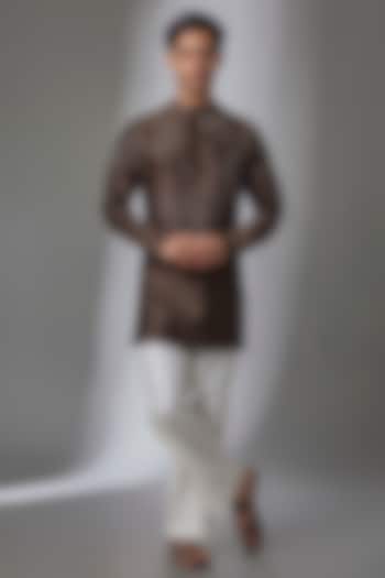 Dark Brown Cotton Silk Kurta by Antar Agni Men at Pernia's Pop Up Shop