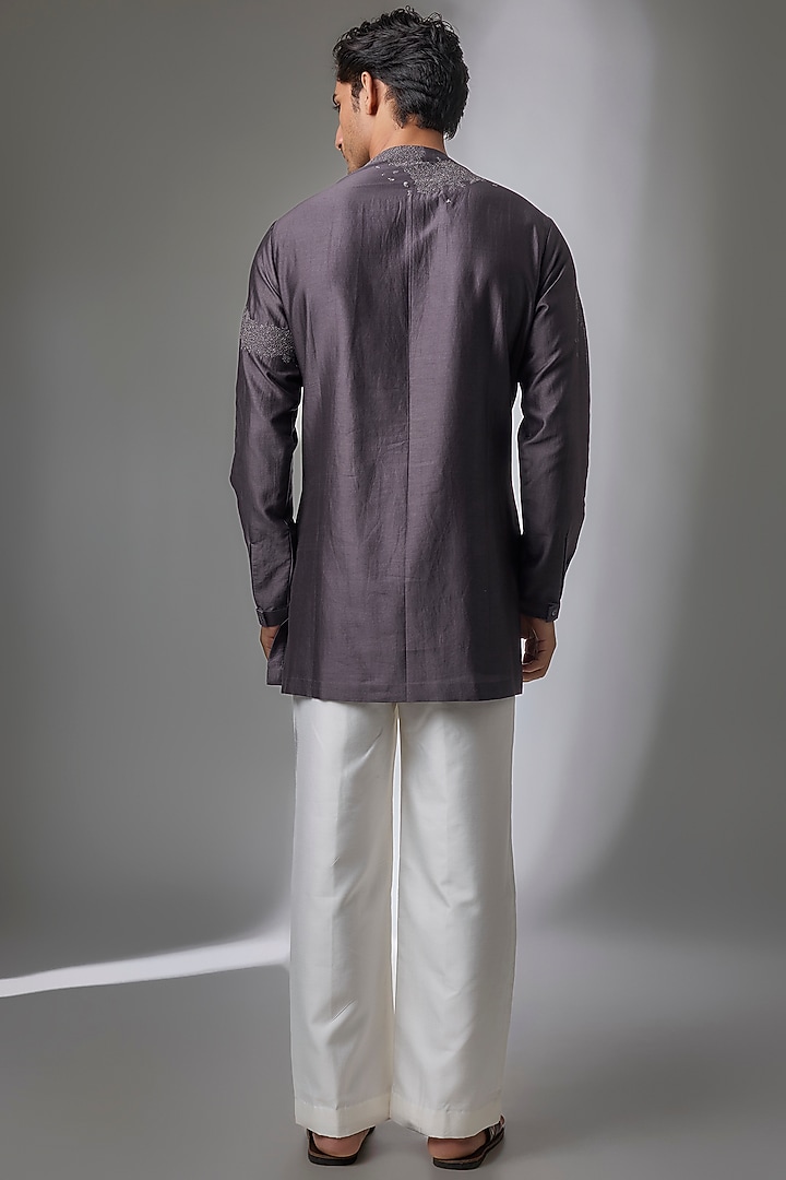 Purple Cotton Silk Kurta by Antar Agni Men at Pernia's Pop Up Shop