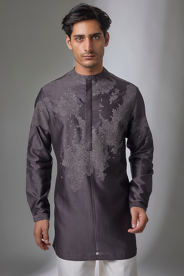 Purple Cotton Silk Kurta by Antar Agni Men at Pernia's Pop Up Shop