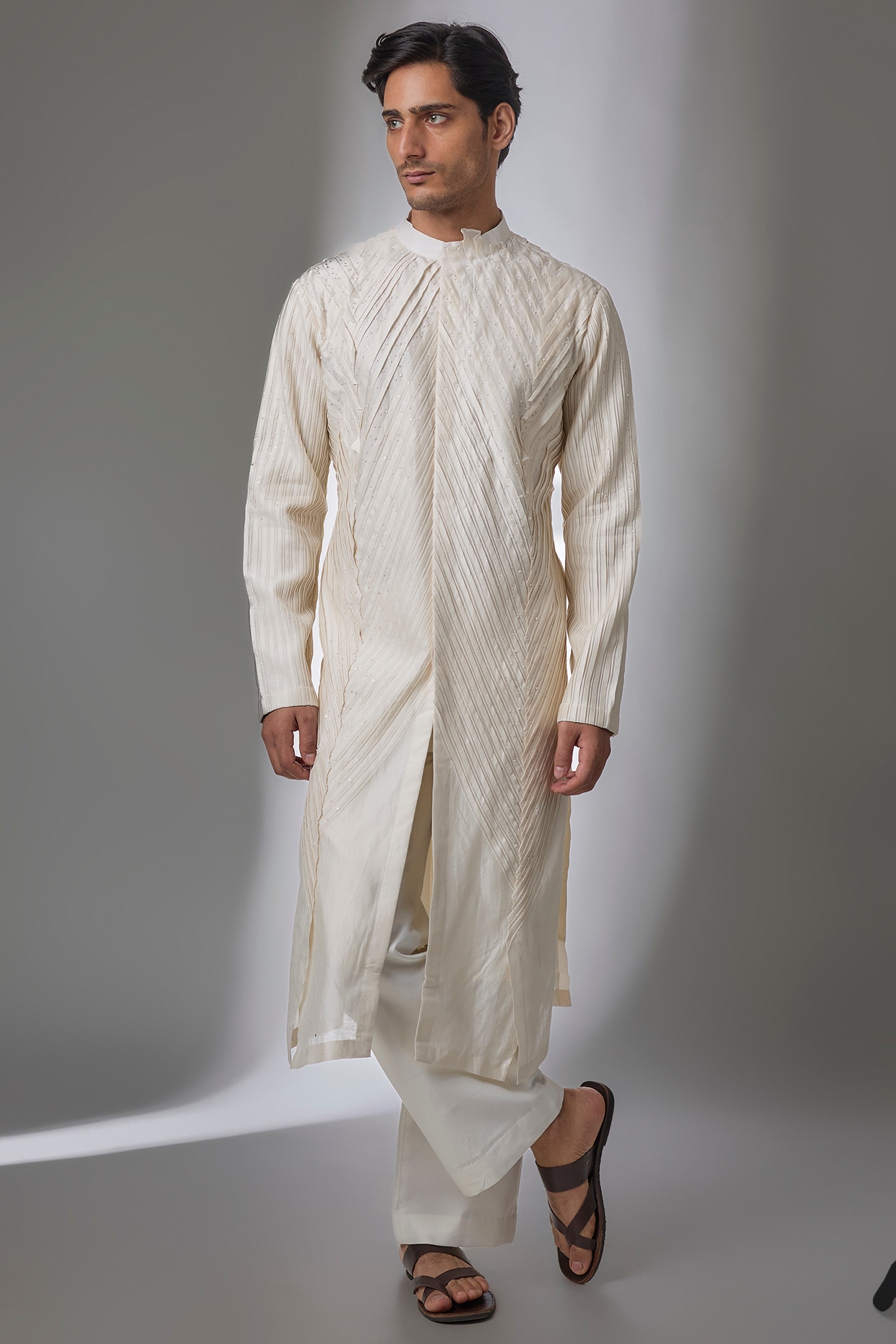 Antar Agni Ivory Cotton Silk Kurta