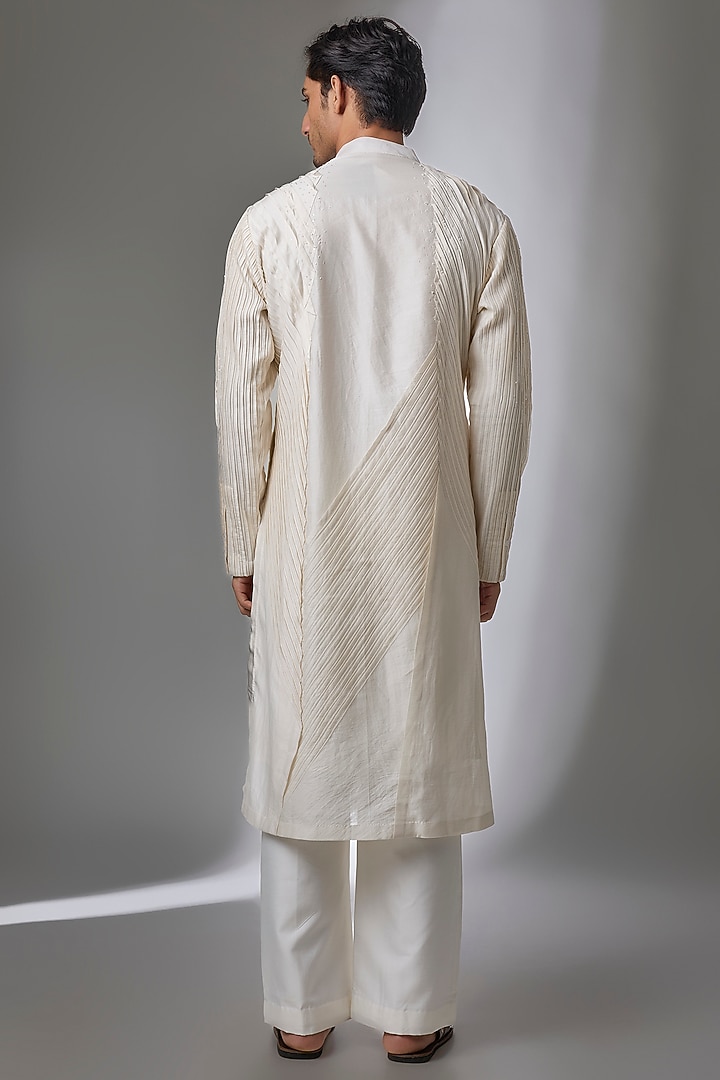 Ivory Cotton Silk Kurta by Antar Agni Men at Pernia's Pop Up Shop