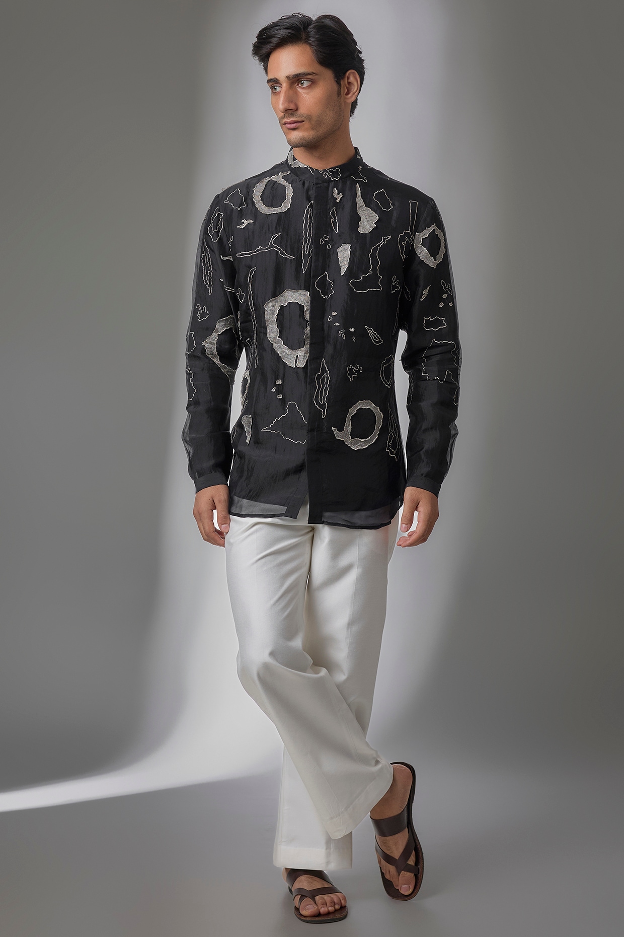 Antar Agni Black Organza Kurta