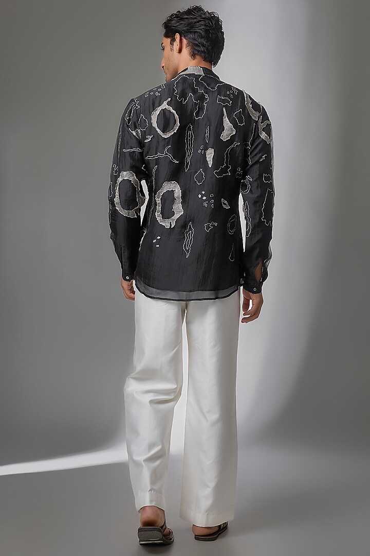 Black Organza Kurta by Antar Agni Men at Pernia's Pop Up Shop