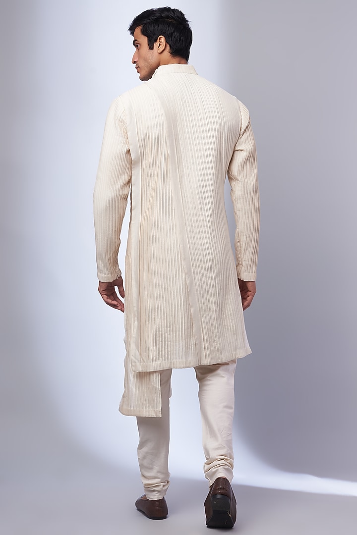 Ivory Cotton Silk Kurta by Antar Agni Men at Pernia's Pop Up Shop