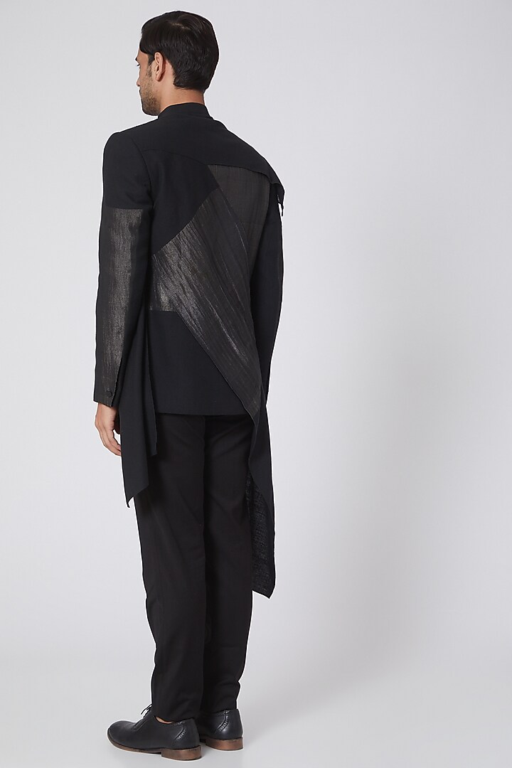 Black Cotton Silk Kurta by Antar Agni Men at Pernia's Pop Up Shop