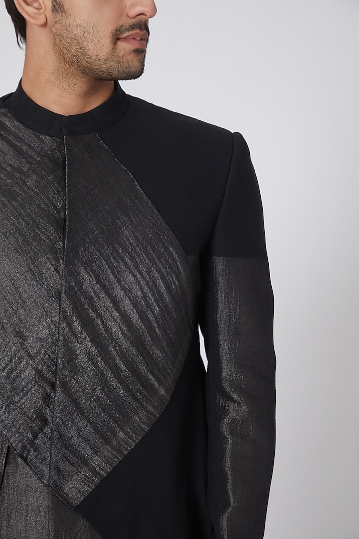 Black Cotton Silk Kurta by Antar Agni Men at Pernia's Pop Up Shop