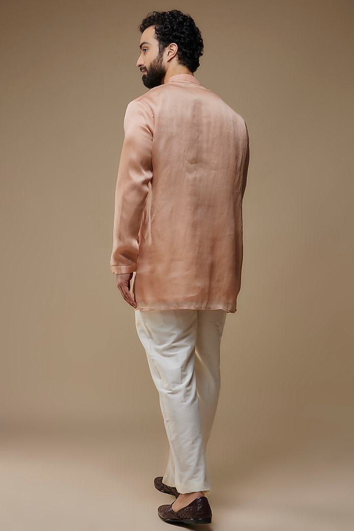 Rose Cotton Silk Embellished Short Kurta by Antar Agni Men at Pernia's Pop Up Shop