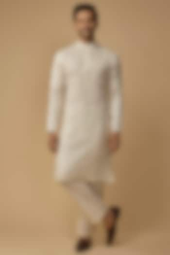 Ivory Cotton Silk Kurta by Antar Agni Men at Pernia's Pop Up Shop