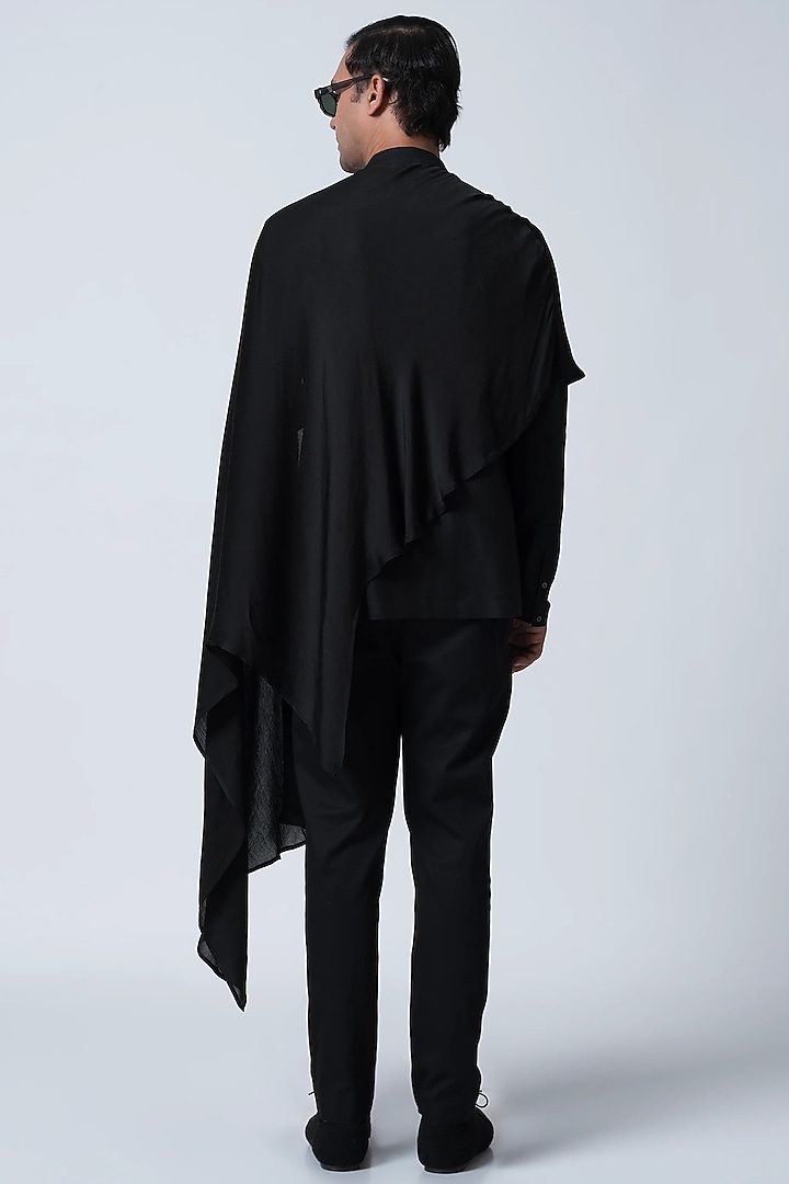 Black Silk Satin Bat Kurta by Antar Agni Men at Pernia's Pop Up Shop