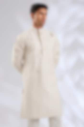 Ivory Cotton Silk Kurta by Antar Agni Men at Pernia's Pop Up Shop