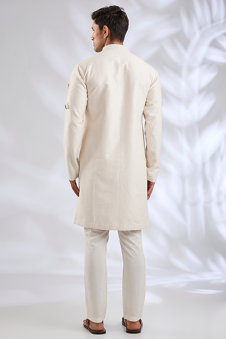 Ivory Cotton Silk Kurta by Antar Agni Men at Pernia's Pop Up Shop