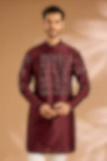 Red Cotton Blend Kurta by Antar Agni Men at Pernia's Pop Up Shop