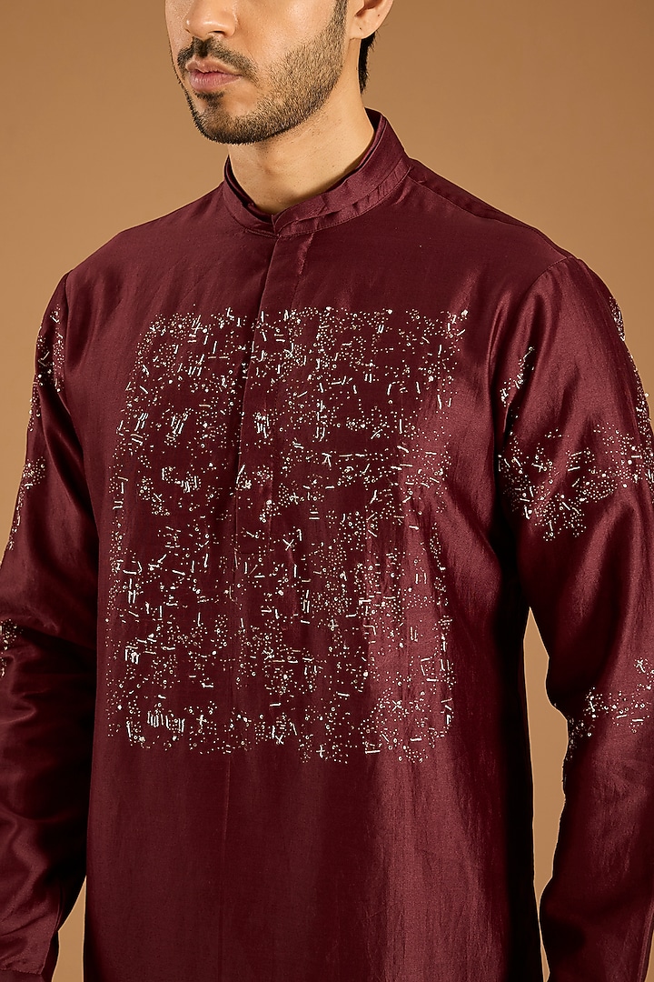 Red Cotton Blend Kurta by Antar Agni Men at Pernia's Pop Up Shop