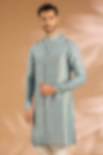 Light Blue Cotton Blend Kurta by Antar Agni Men at Pernia's Pop Up Shop