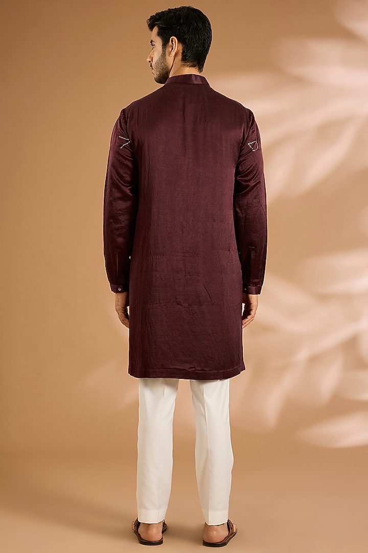 Burgundy Cotton Blend Kurta by Antar Agni Men at Pernia's Pop Up Shop