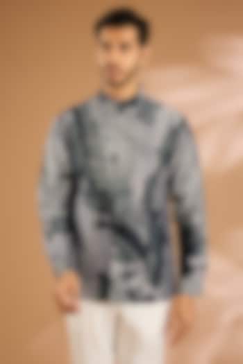 Grey Cotton Blend Wedding Shirt by Antar Agni Men at Pernia's Pop Up Shop