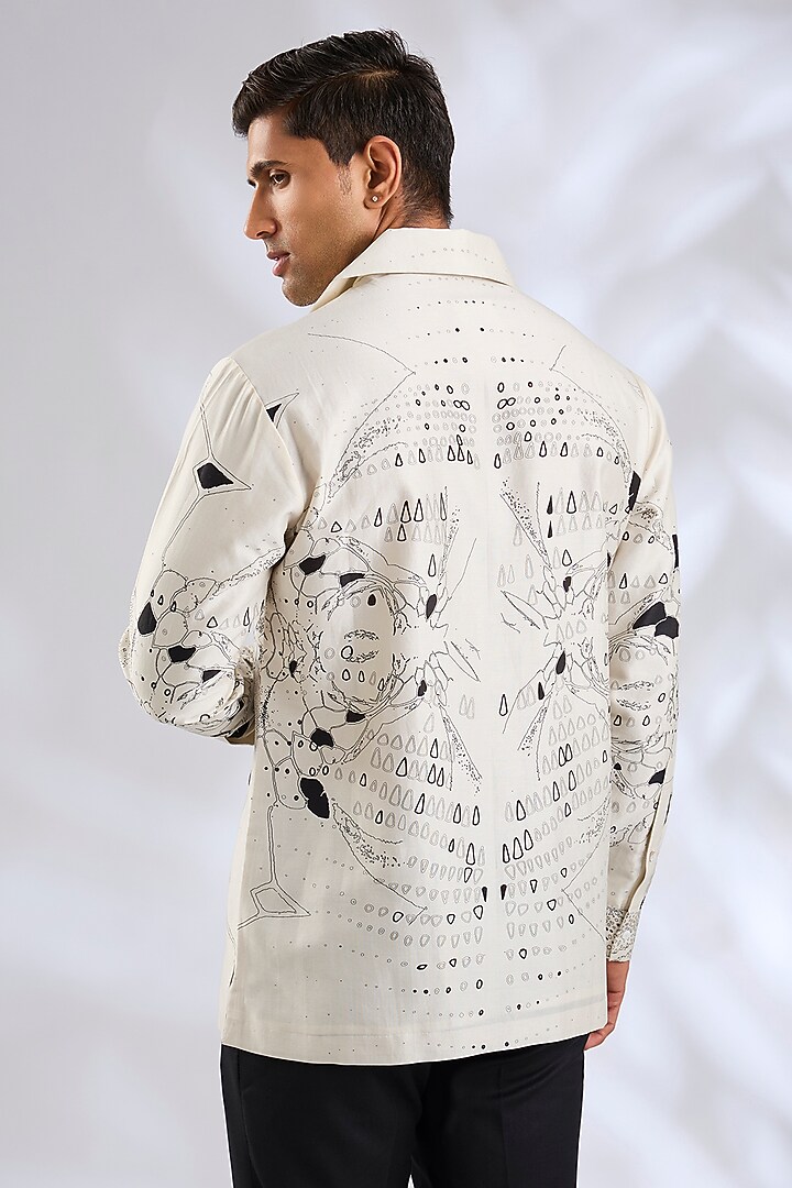 Ivory Cotton Silk Wedding Shirt by Antar Agni Men at Pernia's Pop Up Shop