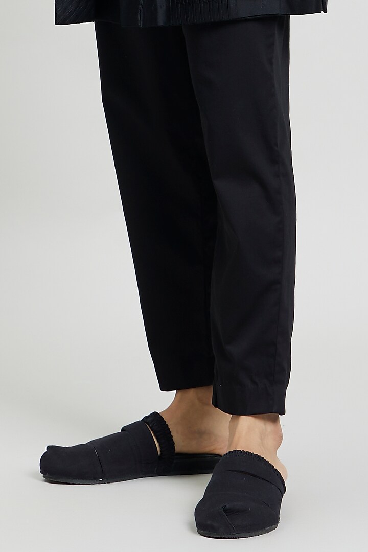 Black Cotton Silk Trousers by Antar Agni Men at Pernia's Pop Up Shop