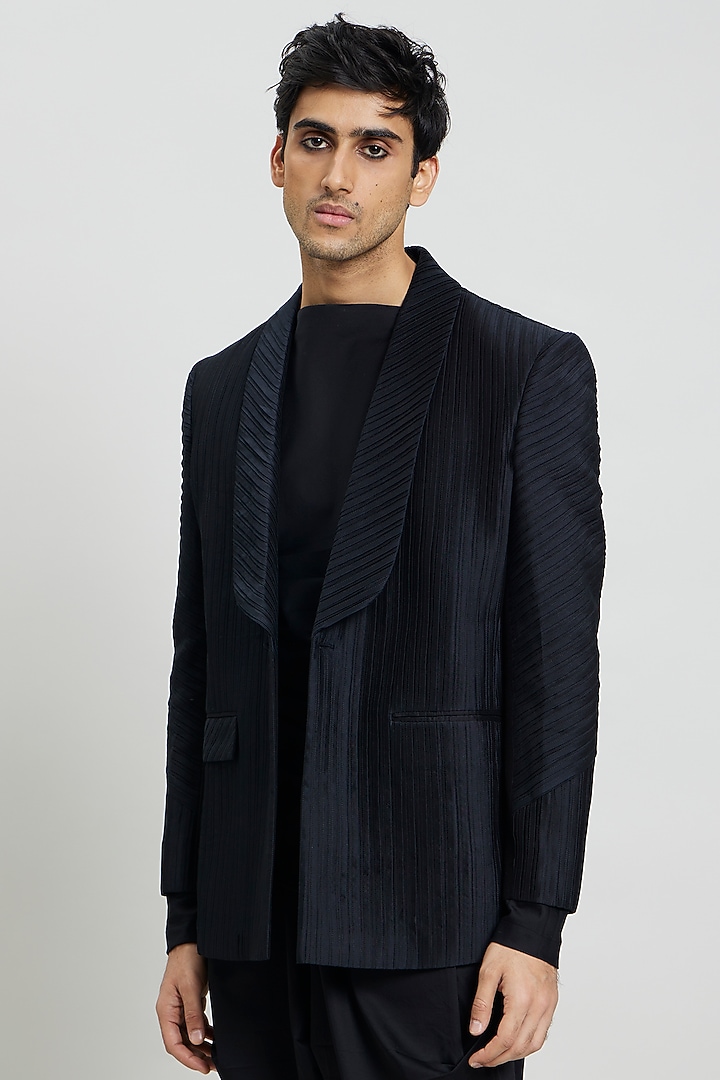 Black Cotton Satin T-Shirt by Antar Agni Men at Pernia's Pop Up Shop